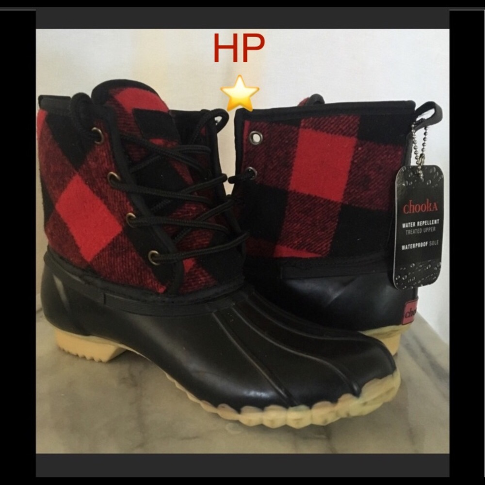 Ch00ka N0ve0 blK plAid wAtEr rEpeLLent b00ts